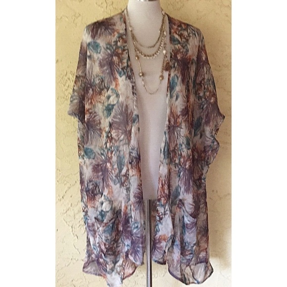 UO Pins and Needles chiffon kimono jacket - Picture 2 of 8